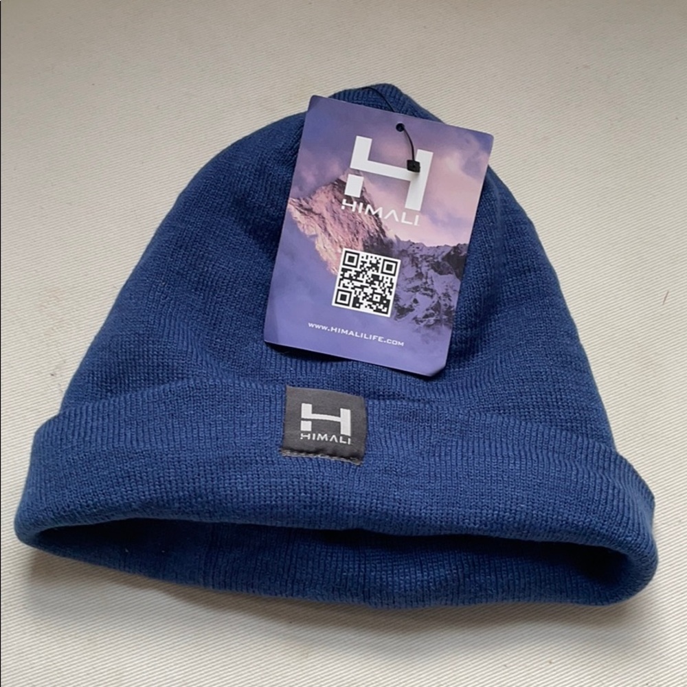 Himali beanie knit hat or cap, mineral blue